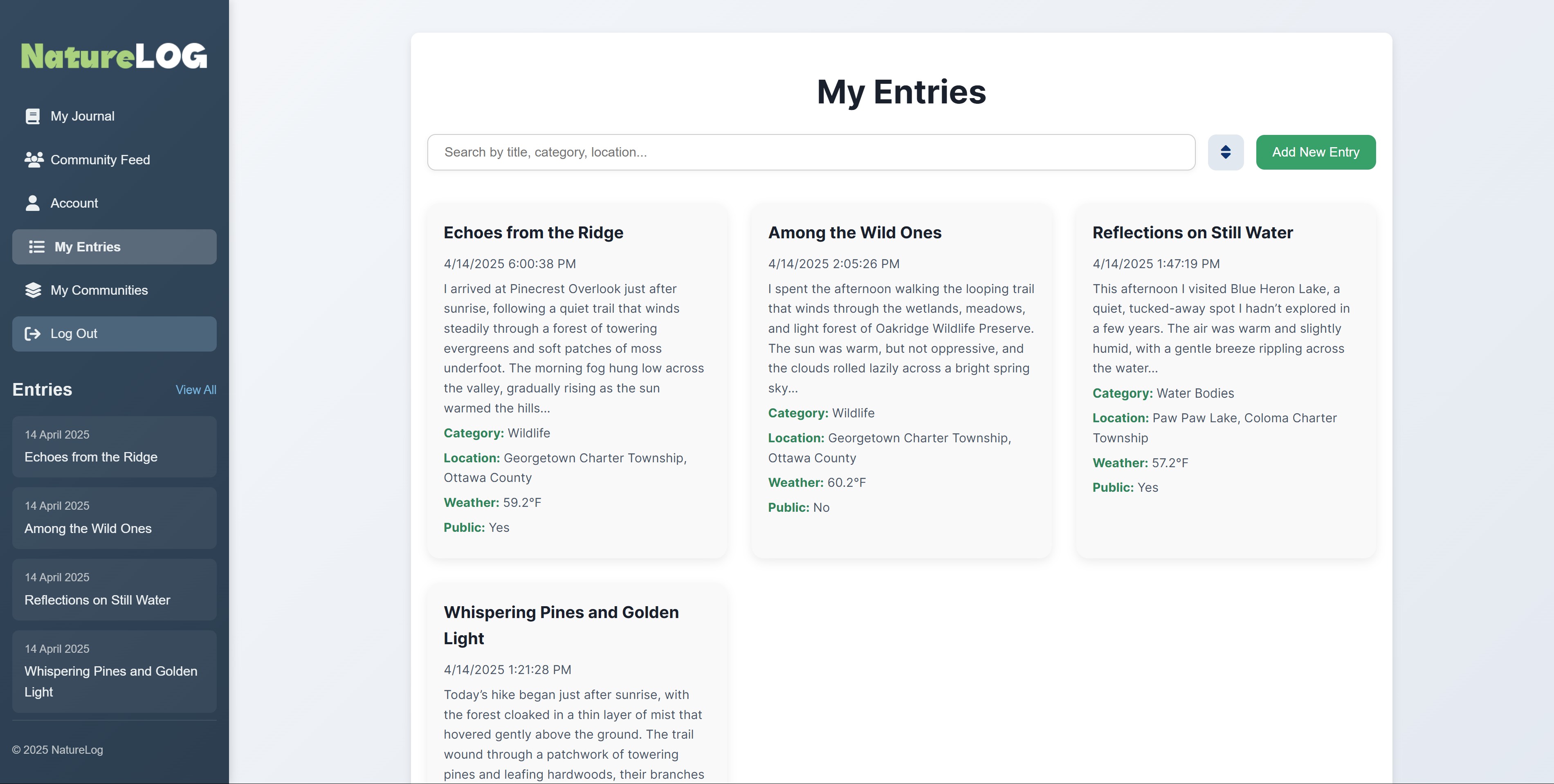 My entries