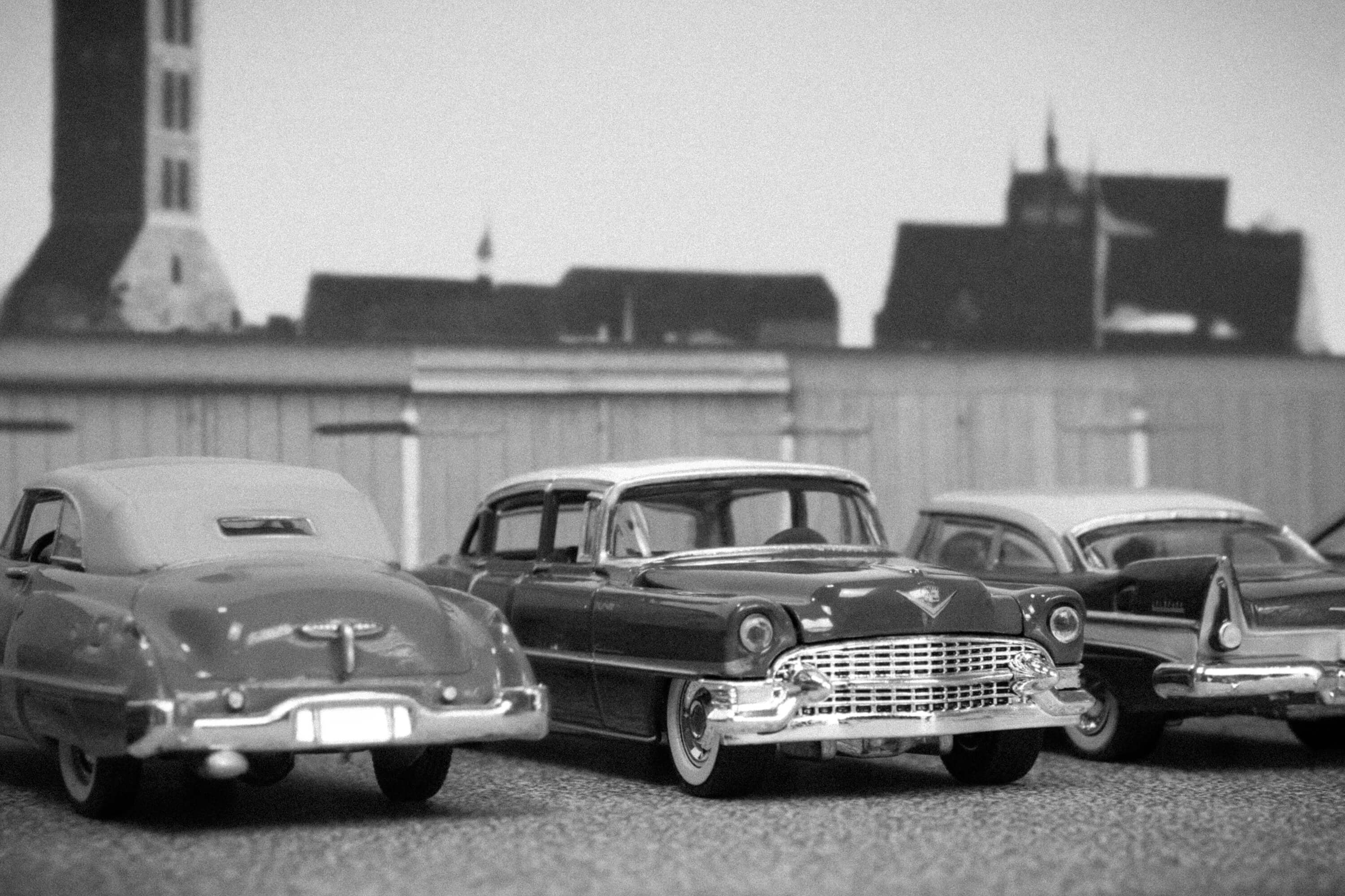 Caddy parking B&W