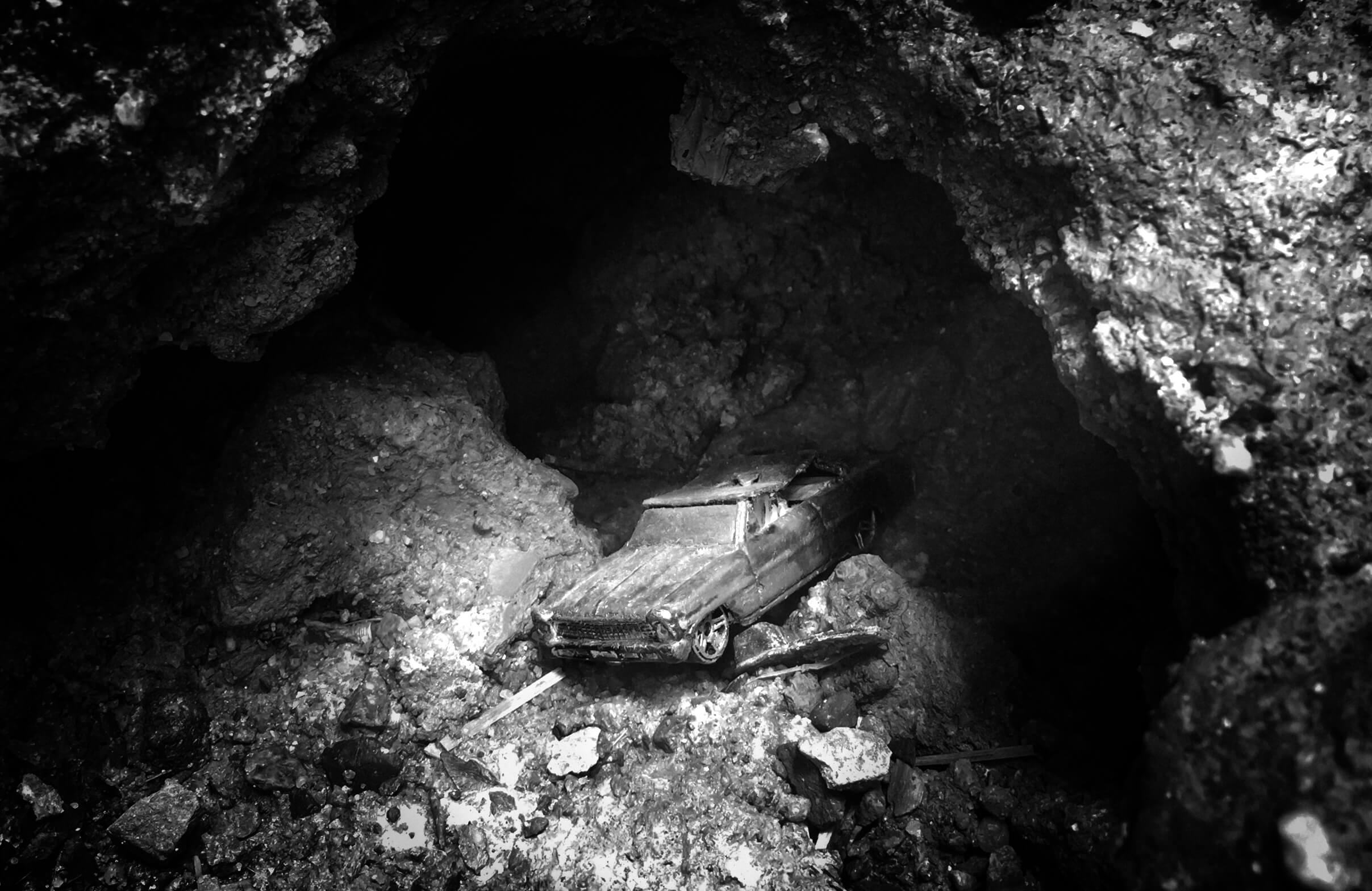 Cave car B&W