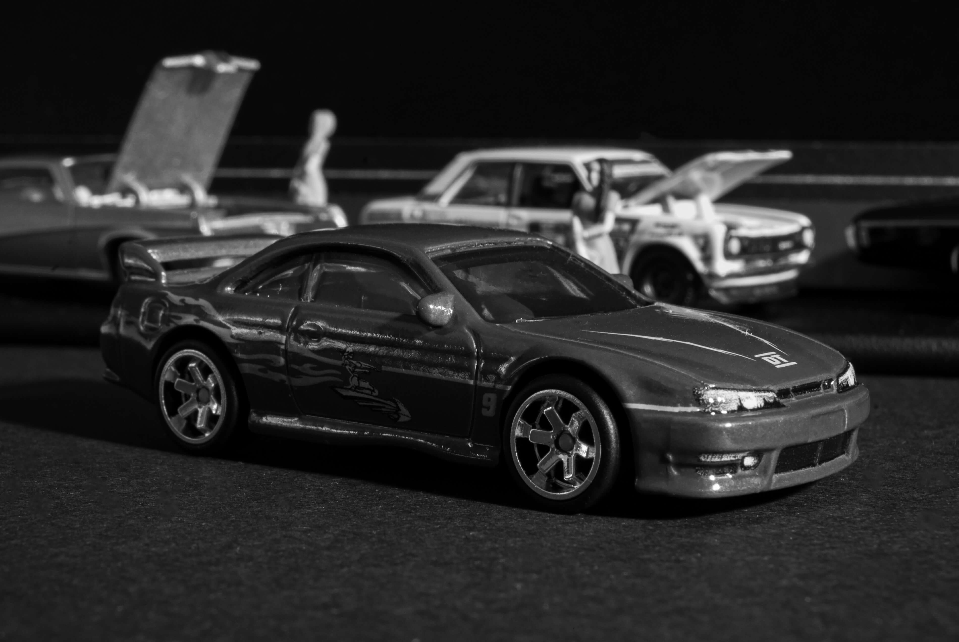 Red Nissan B&W