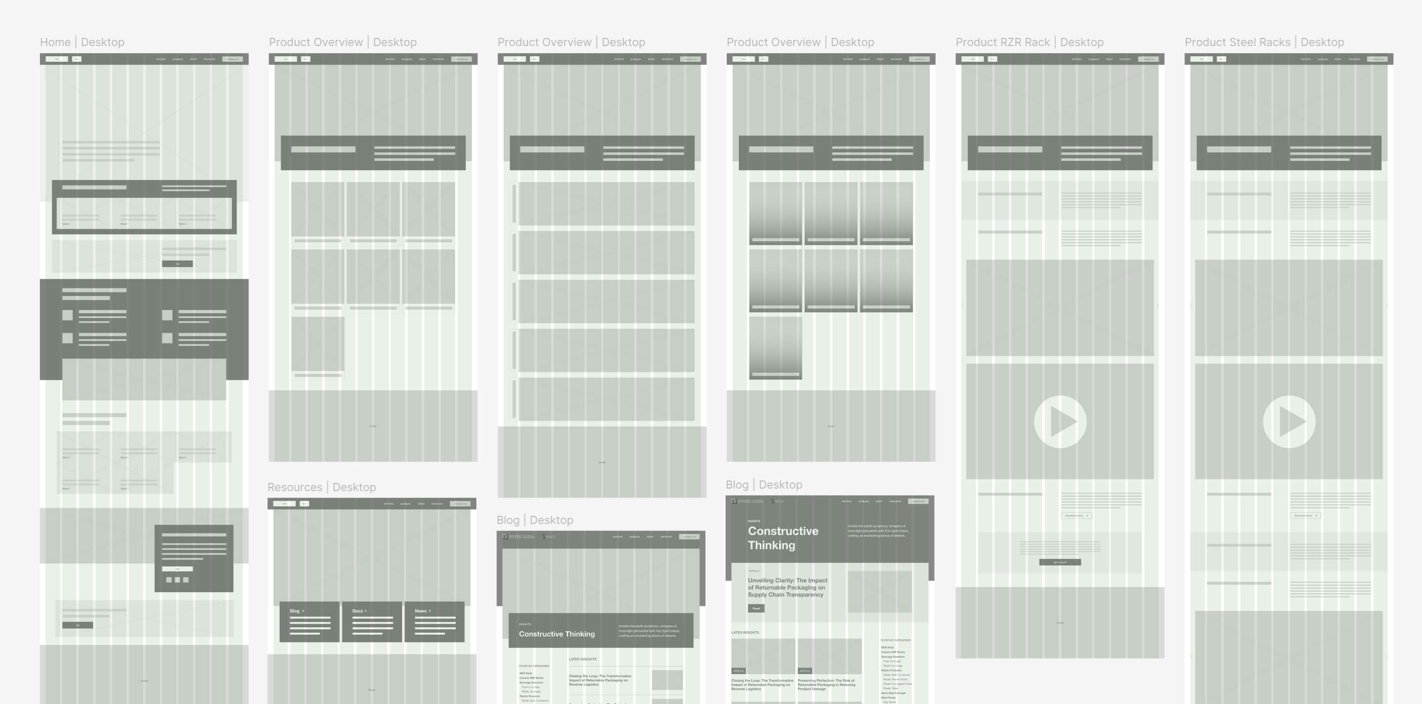 Desktop wireframes