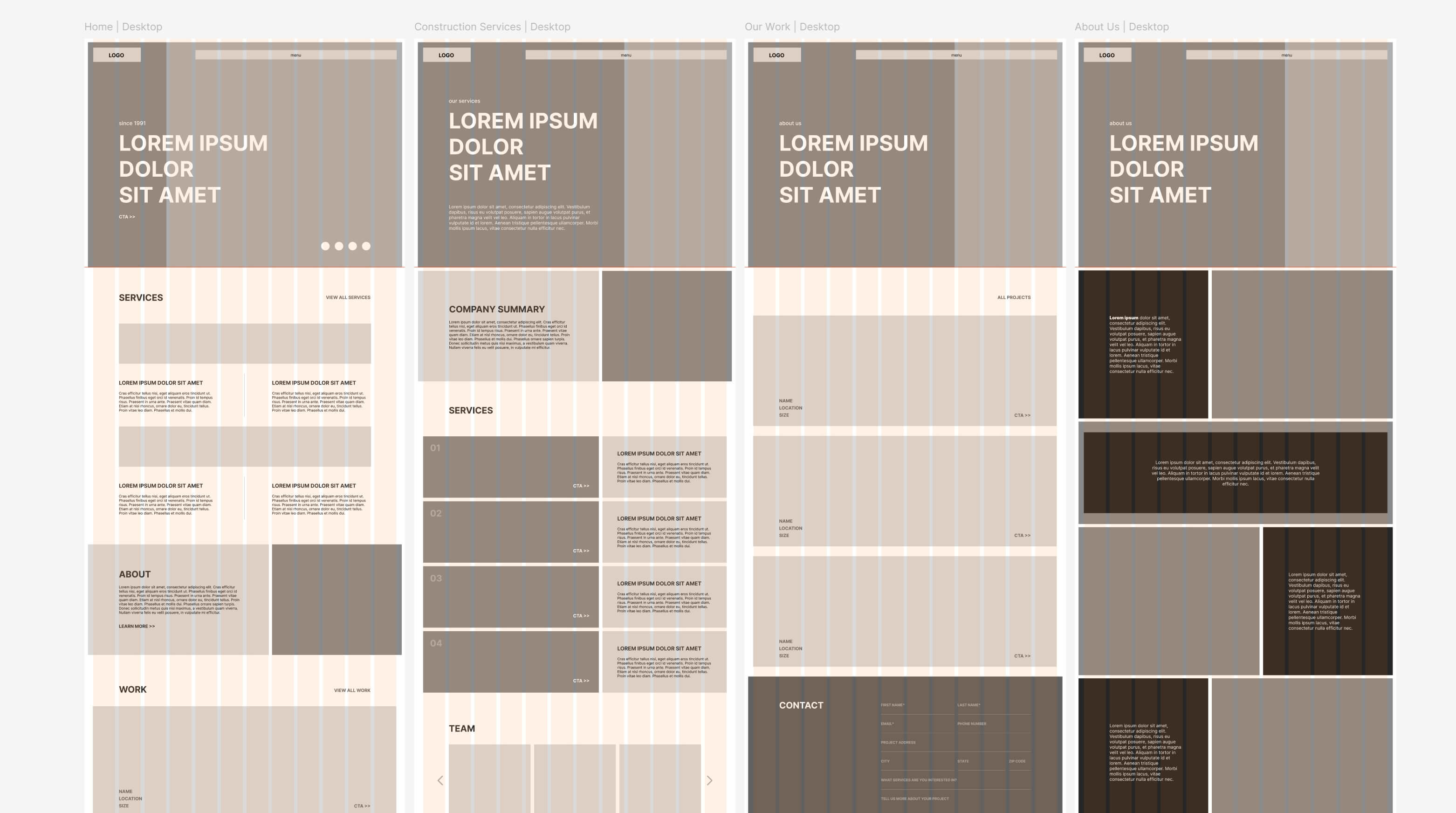 Block-style wireframes