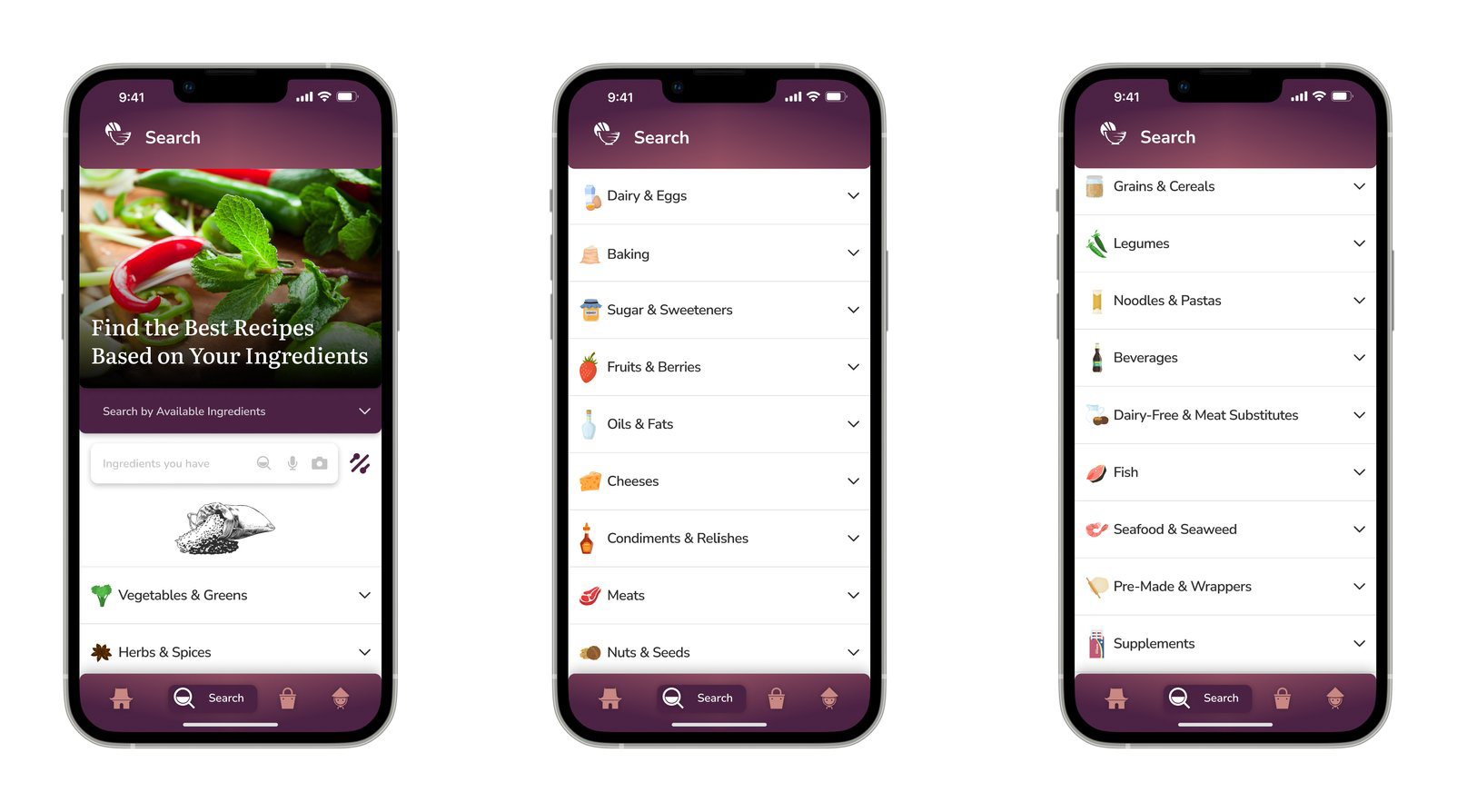 Find recipes by ingredients